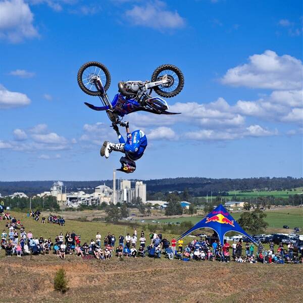 Robbie Maddison performs a heel-clicker flip during last year's Red Bull XRAY competition near Picton. The event is on again next month, attracting world riders.
