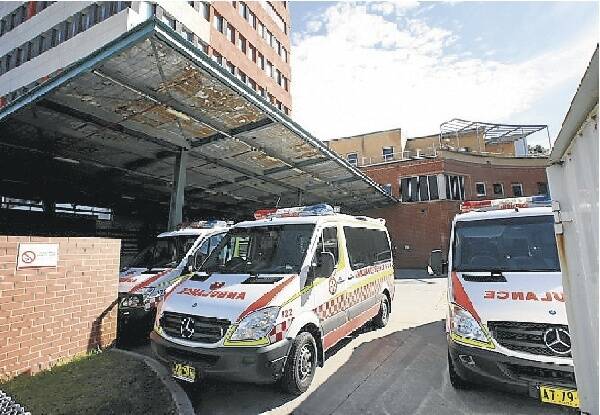 Ambulances in the hospital car park. Picture: KIRK GILMOUR