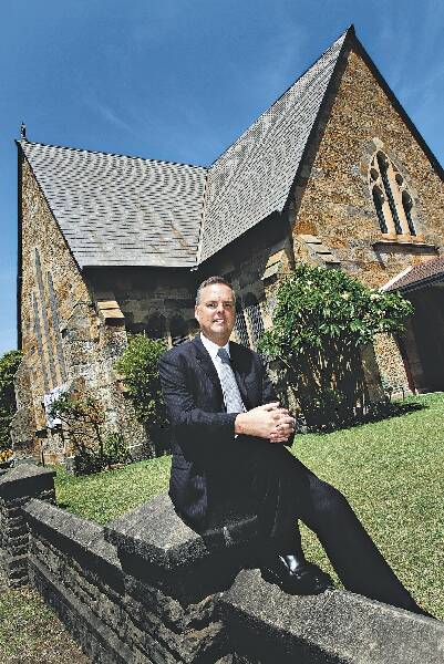 Bishop-elect Peter Hayward outside St Michael's Anglican Cathedral. Picture: ORLANDO CHIODO