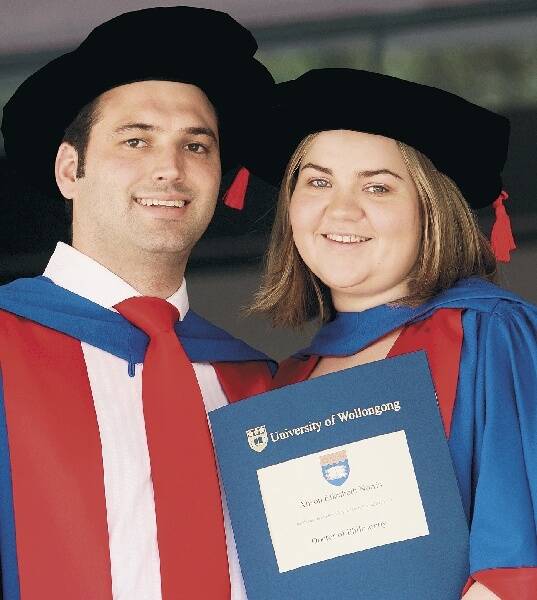 Dr Alison Norris, pictured with husband Dr Mark Freeman, graduated with a PhD in Philosophy. Picture: GREG TOTMAN