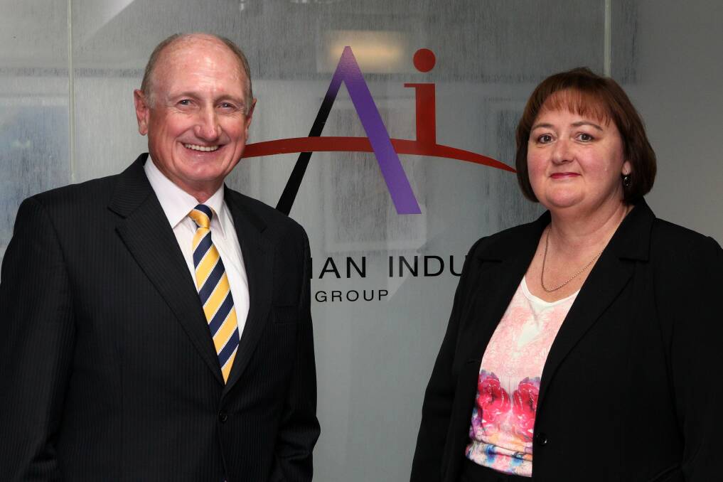 Australian Industry Group national president Noel Cornish with Illawarra regional manager Leanne Grogan.Picture: GREG TOTMAN