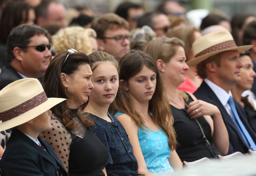 Family in attandance at Tony Greig’s memorial service at Sydney Cricket Ground yesterday. Picture: GETTY IMAGES