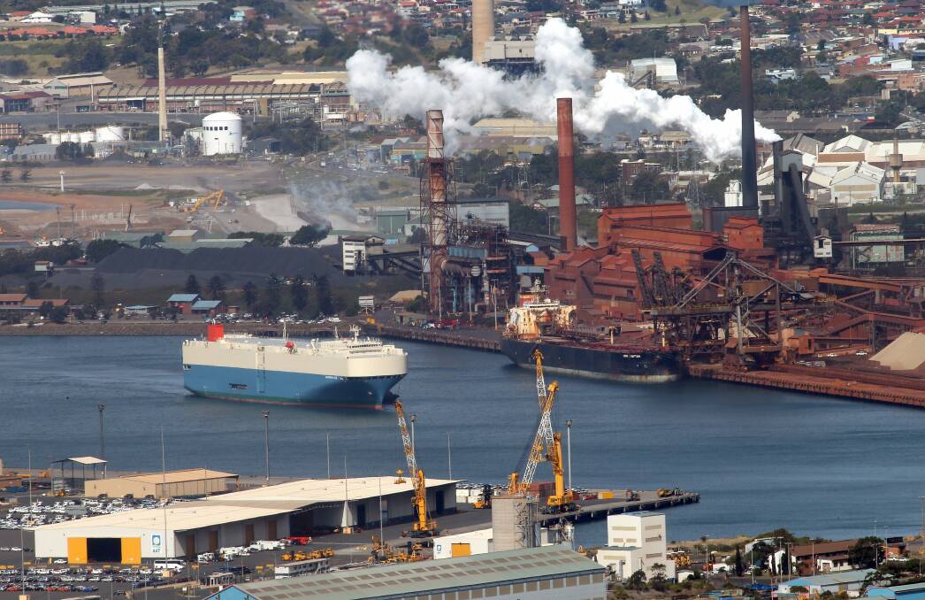 Port Kembla harbour, showing the inner harbour and the AAT car multi-purpose berth. Picture: KIRK GILMOUR