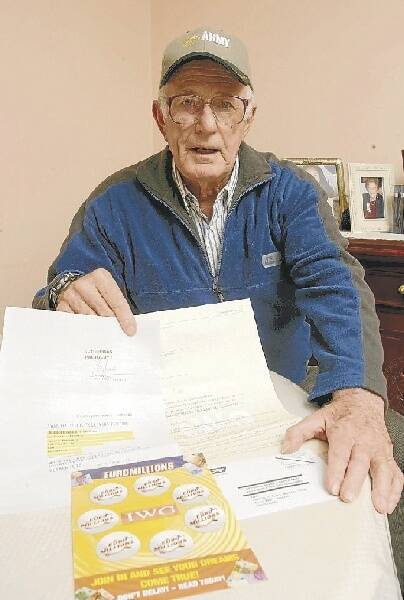 Peter Kennedy was suspicious when a lottery letter was sent to his Berkeley home. Picture: DAVE TEASE