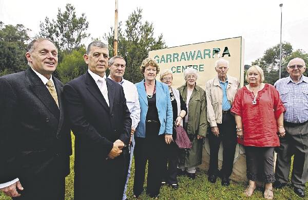 Liberals Malcolm Kerr and John Ajaka, Former Labor MP Ian McManus, Liberal Jillian Skinner and concerned family members oppose the sale of Waterfall's Garrawarra Centre. Picture: CHRIS LANE