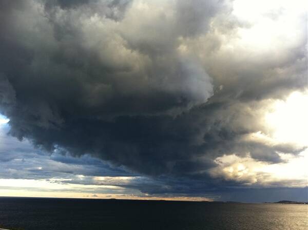 This photograph of storm clouds over the ocean was taken from Wollongong Lighthouse by Jarrod Formosa, of Shellharbour.