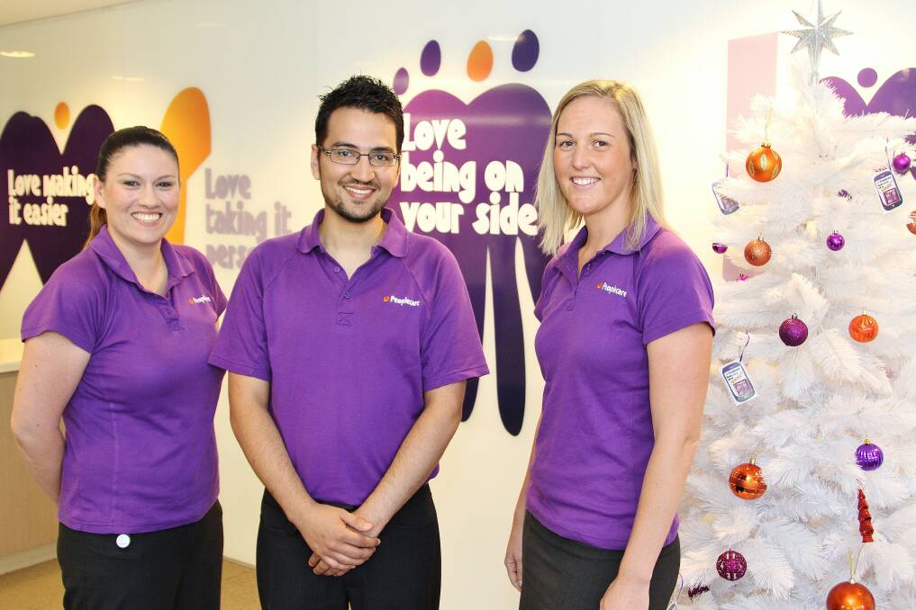 Carly Burns, Jose Martin and Ellen Chapman started working at Peoplecare recently. Picture: GREG ELLIS