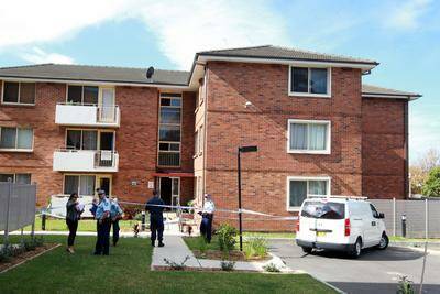 The scene at Warrawong this morning after a man fell from the third floor of a Todd St building