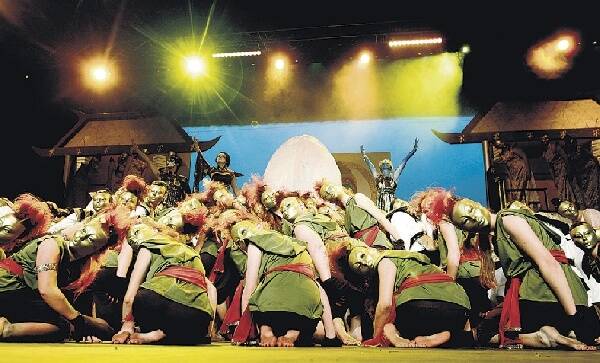 St Joseph's Catholic High School's Rock Eisteddfod performance was based on a 1970s television show.   Elated: Students from St Joseph's captivated the audience during their performance in Sydney.