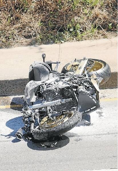 One of the bikes damaged in the collision.