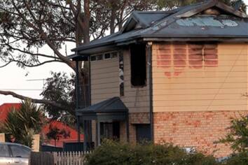 Katie Foreman's burnt out home in Doncaster St, Corrimal. Photo: ORLANDO CHIODO