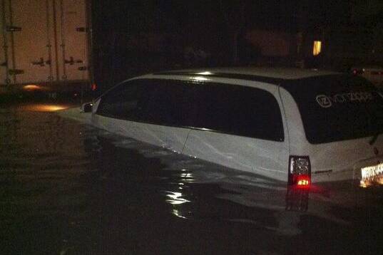A car inundated at North Wollongong.