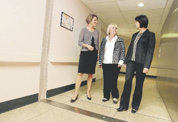 Premier Kristina Keneally, Wollongong MP Noreen Hay and Health Minister Carmel Tebbutt at Wollongong Hospital yesterday. Picture: MELANIE RUSSELL