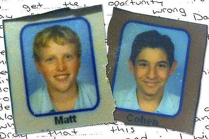 A Picton High School year 8 photo of Matt Milat (left) and Cohan Klein, who were found guilty of murdering David Auchterlonie.