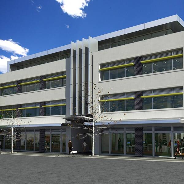 An artist’s impression of the proposed four-storey commercial and retail complex on the corner of Keira and Victoria streets in Wollongong.