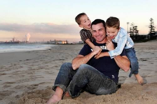 Johnathan Crowe and his sons Nathaniel and Emerson. Picutre: MELANIE RUSSELL