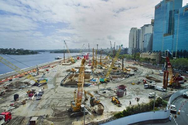Construction workers downed tools after large quantities of exposed asbestos were detected at the southern end of Barangaroo.
