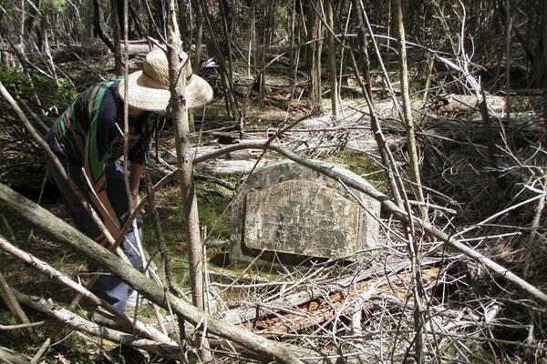 Wollongong City Council staff inspect graves at the overgrown Garrawarra Cemetery. Pictures: WOLLONGONG CITY COUNCIL 