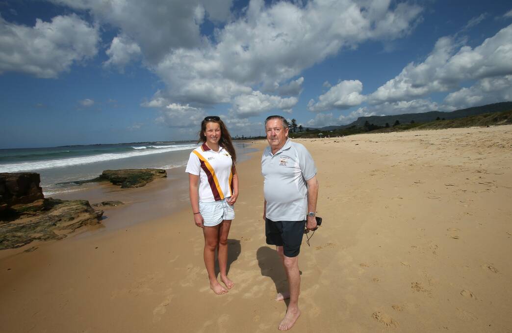 Rising star Kiah Taylor, 14, with the club’s longest serving active member, Barry Adams. Picture: KIRK GILMOUR