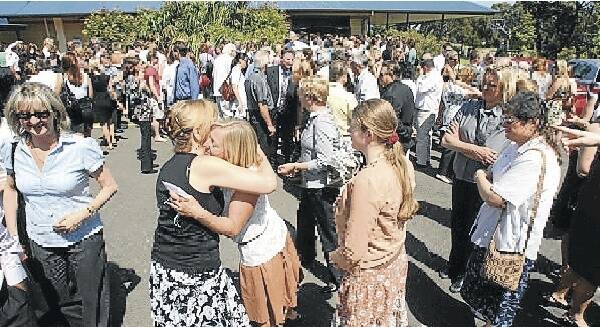 Part of the crowd gathered at Jack's funeral at The Tops Conference Centre, Stanwell Tops. Picture: ROBERT PEET
