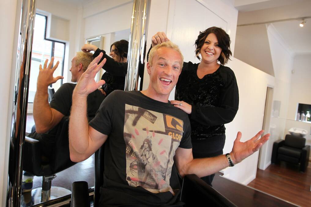 Glen Saville and Highlights for Hope hairdo with hairdresser Lina Sorrentino.  Picture: SYLVIA LIBER