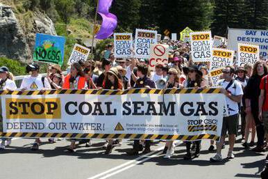 Last year's Stop Coal Seam Gas march on Sea Cliff Bridge. 