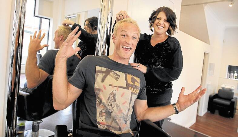MERCURY. FEATURES. Glen Saville having highlights for hope hairdo with hairdresser Lina Sorrentino. pic by sylvia liber. 3 October2013. job number 00122400