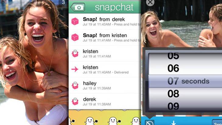 An image of scantily-clad girls is used to market the Snapchat app.