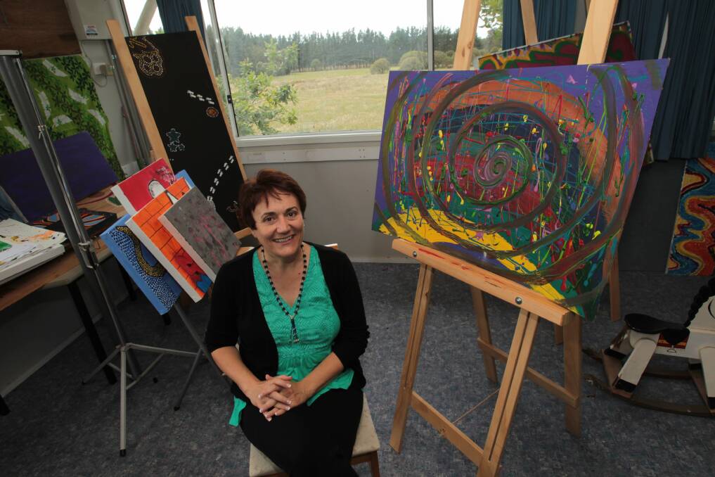 Tina Pitsiavas during an art therapy session at Triple Care Farm. The sessions provide an outlet for people who are grieving.