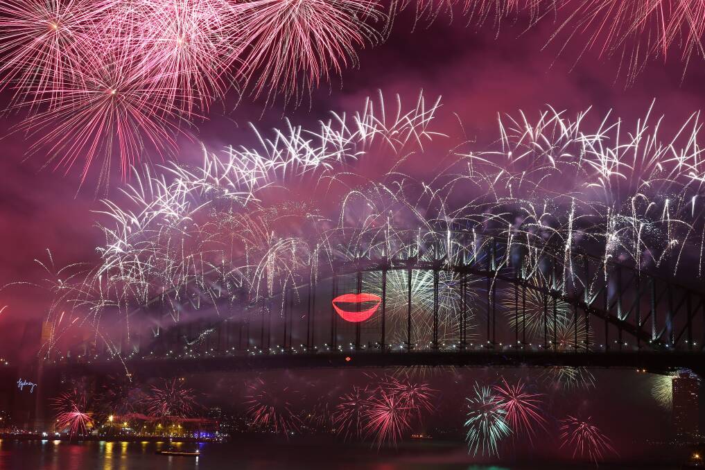 Fireworks light up the sky from the Sydney Harbour Bridge.
