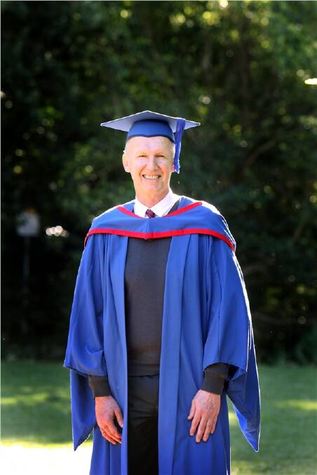 Anthony Bourke, 62, graduated from the University of Wollongong with a Master of Arts by research.