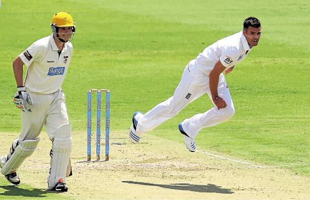 England's James Anderson bowls against a Western Australia XI yesterday.Picture: GETTY IMAGES