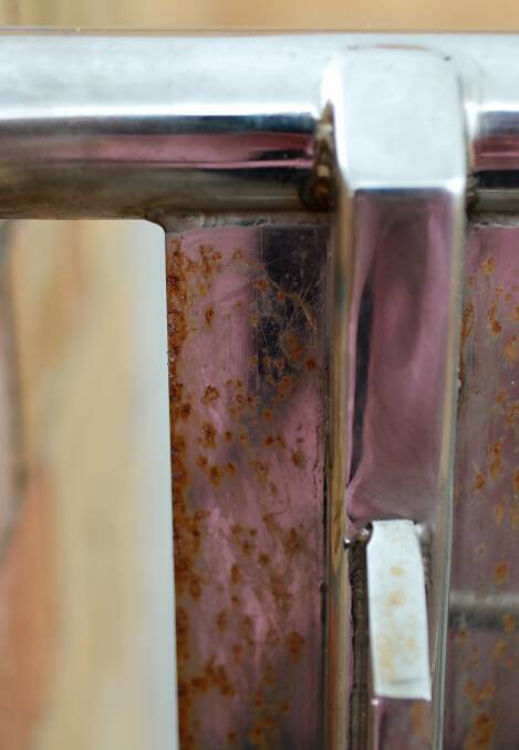 Rust on the metal fence railing. Picture: ORLANDO CHIODO.