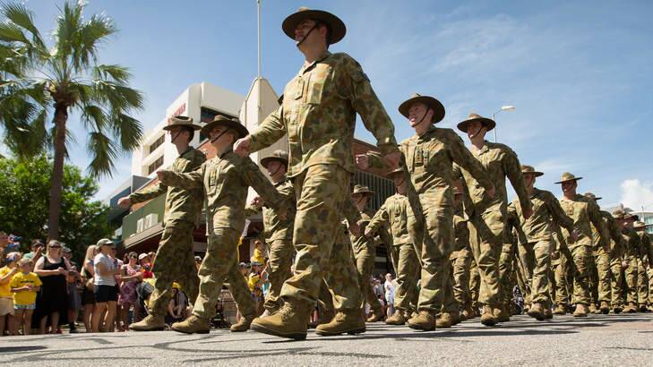 Stepping out: Darwin residents welcome home service men and women from Afghanistan. Photo: Glenn Campbell