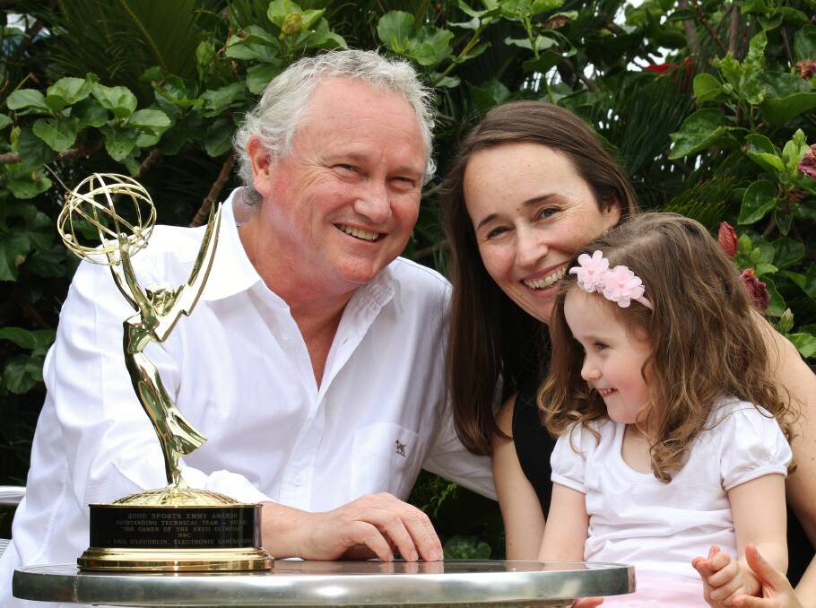 Lifestyle: Emmy Award-winner Paul O'Loughlin, his wife Diane Fox and their daughter Rose, 4. Picture: GREG ELLIS