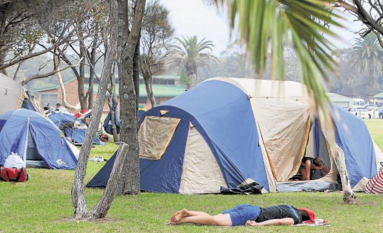 The tent city that traditionally springs up at North Wollongong's Stuart Park every New Year's Eve is under threat. Picture: KEN ROBERTSON