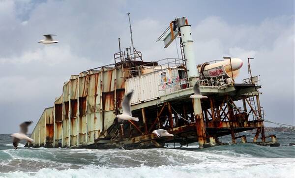 Grant: The Oceanlinx Wave to Energy generator plant following its decommissioning.  Picture: KIRK GILMOUR