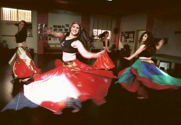Virginia Keft-Kennedy (front) leads the way in a belly dance with Sue White, Jessica Hull and Mel Robson. Picture: SYLVIA LIBER