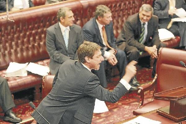 Treasurer Eric Roozendaal rises to make a point on the floor during Question Time yesterday. Picture: PETER RAE