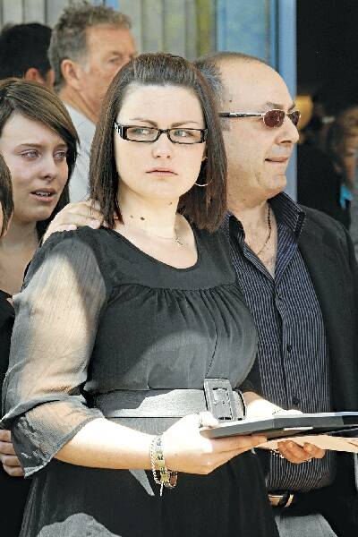 Mr Sinadinovic's fiancee Tania Manzini at Saturday's funeral. Pictures: ROBERT PEET