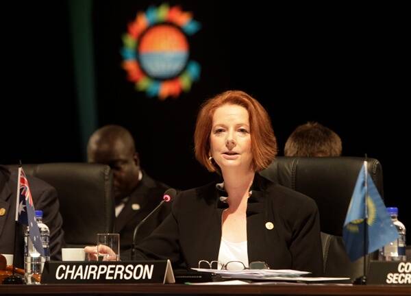 Prime Minister Julia Gillard chaired the Executive Session II at CHOGM in Perth last Friday. Photo: ANDREW MEARES
