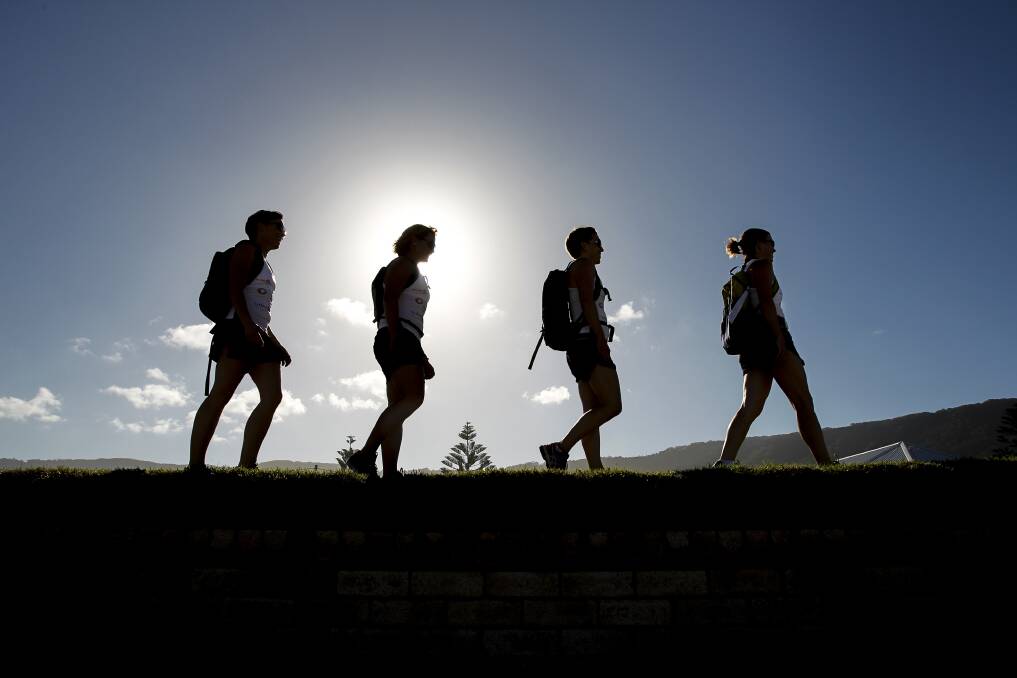 Danielle Pike, Sharyn Briard, Peta Wanstall and Nadine Egan-Scott will take part in the 100-kilometre Sydney Coastrek starting on Friday. Picture: CHRISTOPHER CHAN
