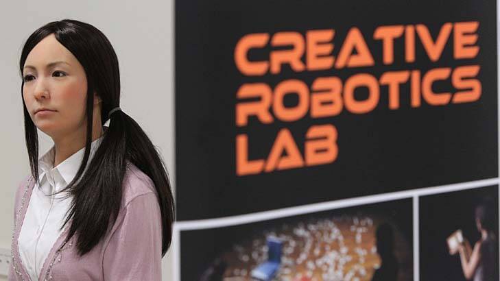 Japanese researchers have brought a female humanoid robot to sydney to study how humans interact with robots. Photo: Peter Rae