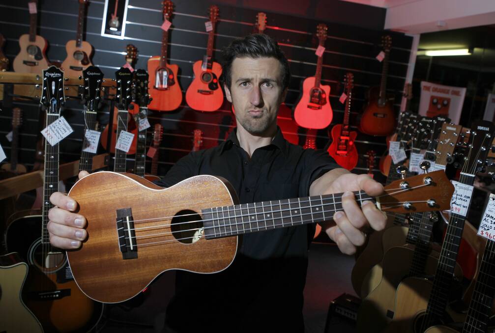 Glenn Haworth is hoping to play the ukulele non-stop for 24 hours and raise $50,000 for charity. Picture: ANDY ZAKELI