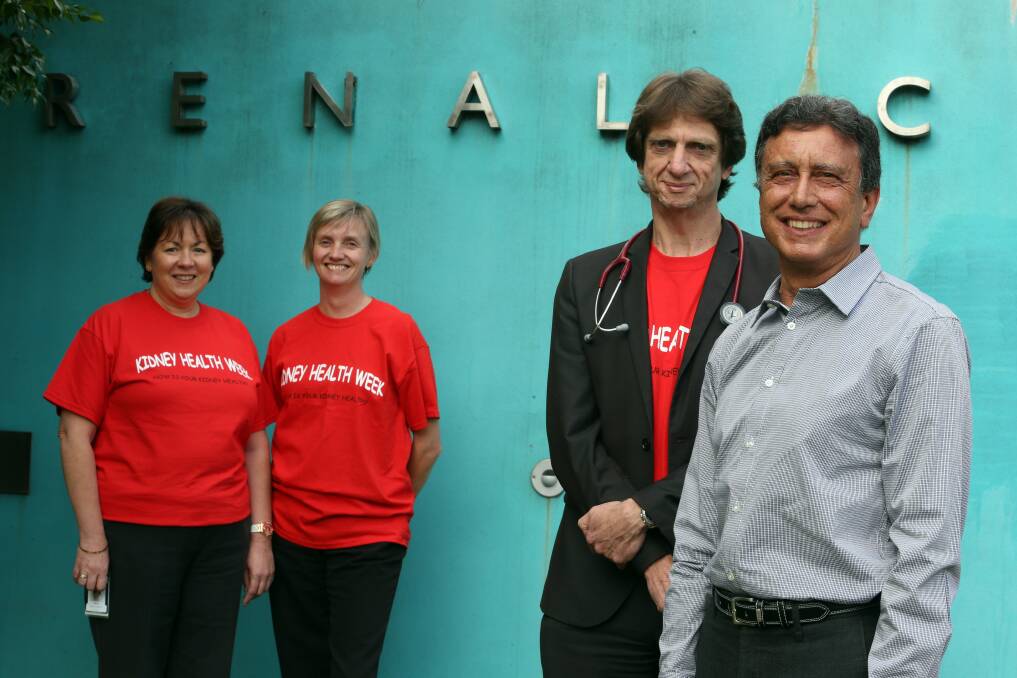 Anna Lee, Sarah Dwyer and Professor Jim Greenstein from Wollongong Hospital with patient Henrique Barracosa. Picture: ROBERT PEET