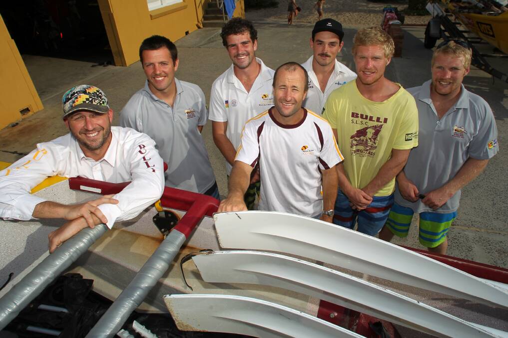 The Bulli men's surfboat crew of Adam Barlow, Ben Lowe, Kyle Mercer, Paul Jones, Damien Clark, Dean Roberts and Mitchell Roberts have one goal. Picture: GREG TOTMAN