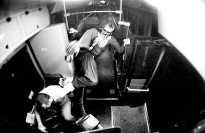 A still from CCTV footage of James Joseph Elphick attacking bus driver Ian Chalmers on February 11, 2009, on the Wollongong to Warilla bus. Footage supplied by court.
