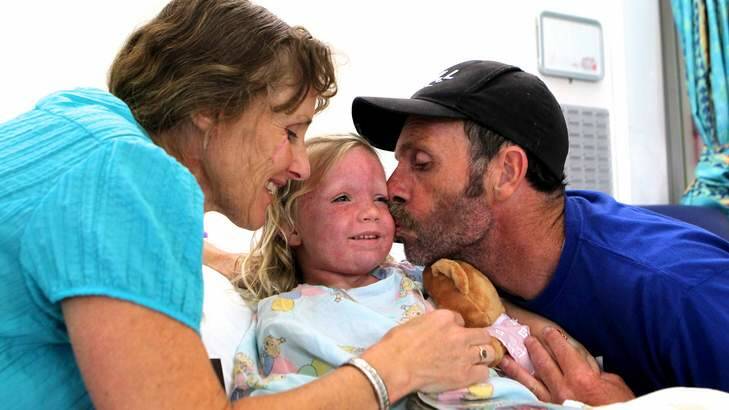 Survivor … Claire recovering in Prince of wales Children Hospital in Randwick.