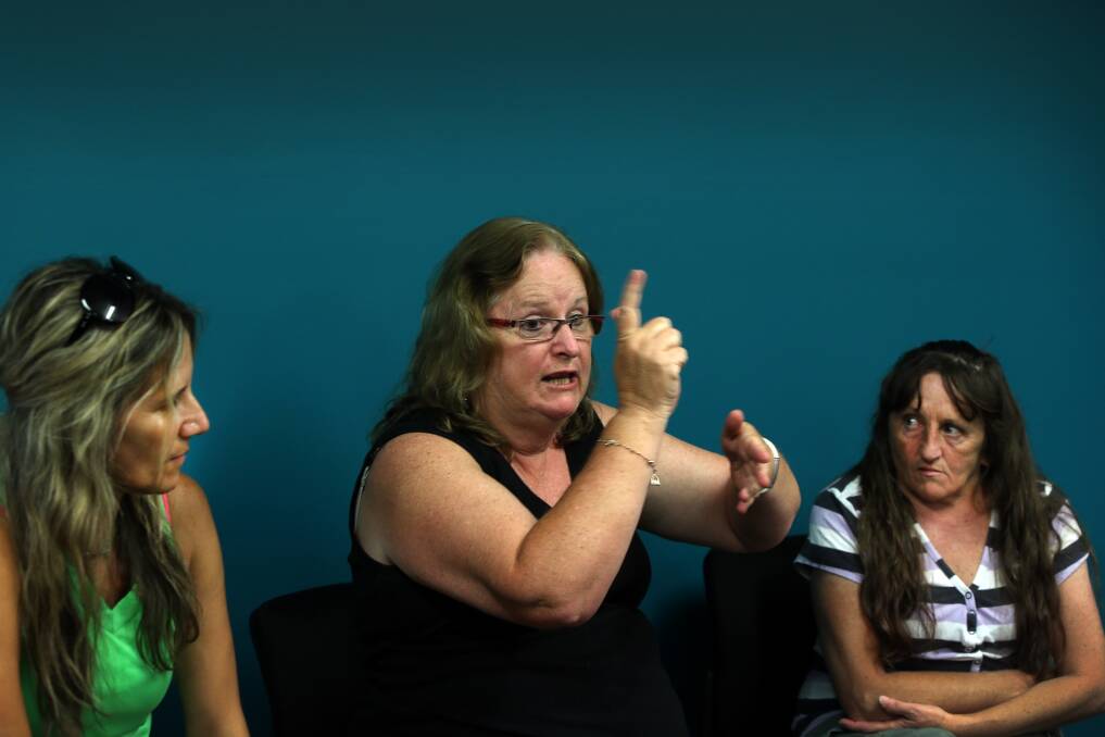 Maria Roccon-Merritt, Donna White and Cathy Perkiss discuss the TAFE cuts during a workshop.Picture: SYLVIA LIBER
