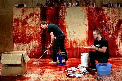 Cleaning up the (fake) blood in Bell Shakespeare's  Anatomy Titus Fall of Rome .